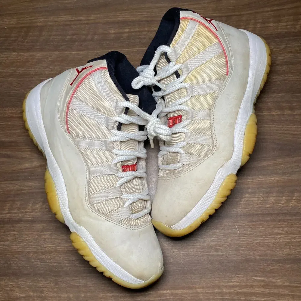 Men's Nike Air Jordan 11 XI Retro Platinum Tint Red Shoes Size 10
